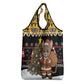 Egypt Christmas Grocery Bag Santa Cat Sleigh Reindeer Christmas Tree and Ancient Hieroglyphic - African Pride