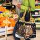 Egypt Christmas Grocery Bag Santa Cat Sleigh Reindeer Christmas Tree and Ancient Hieroglyphic - African Pride