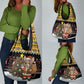 Egypt Christmas Grocery Bag Santa Cat Sleigh Reindeer Christmas Tree and Ancient Hieroglyphic - African Pride
