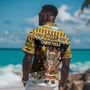 Egypt Christmas Hawaiian Shirt Santa Cat Sleigh Reindeer Christmas Tree and Ancient Hieroglyphic - African Pride
