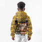 Egypt Christmas Kid Hoodie Santa Cat Sleigh Reindeer Christmas Tree and Ancient Hieroglyphic - African Pride