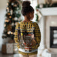 Egypt Christmas Kid Ugly Christmas Sweater Santa Cat Sleigh Reindeer Christmas Tree and Ancient Hieroglyphic - African Pride