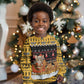 Egypt Christmas Kid Ugly Christmas Sweater Santa Cat Sleigh Reindeer Christmas Tree and Ancient Hieroglyphic - African Pride