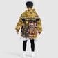 Egypt Christmas Kid Wearable Blanket Hoodie Santa Cat Sleigh Reindeer Christmas Tree and Ancient Hieroglyphic - African Pride