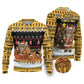Egypt Christmas Ugly Christmas Sweater Santa Cat Sleigh Reindeer Christmas Tree and Ancient Hieroglyphic - African Pride