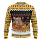 Egypt Christmas Ugly Christmas Sweater Santa Cat Sleigh Reindeer Christmas Tree and Ancient Hieroglyphic - African Pride