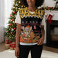 Egypt Christmas Knitted V-Neck Vest Santa Cat Sleigh Reindeer Christmas Tree and Ancient Hieroglyphic - African Pride