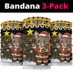 Egypt Christmas Neck Gaiter Santa Cat Sleigh Reindeer Christmas Tree and Ancient Hieroglyphic - African Pride