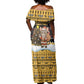 Egypt Christmas Off Shoulder Maxi Dress Santa Cat Sleigh Reindeer Christmas Tree and Ancient Hieroglyphic - African Pride