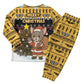 Egypt Christmas Pajama Set Santa Cat Sleigh Reindeer Christmas Tree and Ancient Hieroglyphic - African Pride