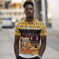 Egypt Christmas Polo Shirt Santa Cat Sleigh Reindeer Christmas Tree and Ancient Hieroglyphic - African Pride