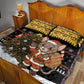 Egypt Christmas Quilt Bed Set Santa Cat Sleigh Reindeer Christmas Tree and Ancient Hieroglyphic - African Pride