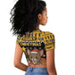 Egypt Christmas Raglan Cropped T shirt Santa Cat Sleigh Reindeer Christmas Tree and Ancient Hieroglyphic - African Pride