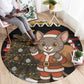 Egypt Christmas Round Carpet Santa Cat Sleigh Reindeer Christmas Tree and Ancient Hieroglyphic - African Pride