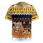 Egypt Christmas Rugby Jersey Santa Cat Sleigh Reindeer Christmas Tree and Ancient Hieroglyphic - African Pride