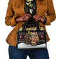 Egypt Christmas Shoulder Handbag Santa Cat Sleigh Reindeer Christmas Tree and Ancient Hieroglyphic - African Pride
