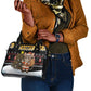 Egypt Christmas Shoulder Handbag Santa Cat Sleigh Reindeer Christmas Tree and Ancient Hieroglyphic - African Pride