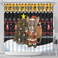 Egypt Christmas Shower Curtain Santa Cat Sleigh Reindeer Christmas Tree and Ancient Hieroglyphic - African Pride