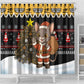 Egypt Christmas Shower Curtain Santa Cat Sleigh Reindeer Christmas Tree and Ancient Hieroglyphic - African Pride