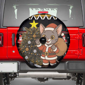 Egypt Christmas Spare Tire Cover Santa Cat Sleigh Reindeer Christmas Tree and Ancient Hieroglyphic - African Pride