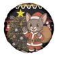 Egypt Christmas Spare Tire Cover Santa Cat Sleigh Reindeer Christmas Tree and Ancient Hieroglyphic - African Pride