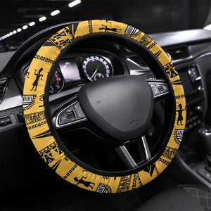Egypt Christmas Steering Wheel Cover Santa Cat Sleigh Reindeer Christmas Tree and Ancient Hieroglyphic - African Pride