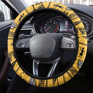 Egypt Christmas Steering Wheel Cover Santa Cat Sleigh Reindeer Christmas Tree and Ancient Hieroglyphic - African Pride