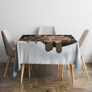 Egypt Christmas Tablecloth Santa Cat Sleigh Reindeer Christmas Tree and Ancient Hieroglyphic - African Pride