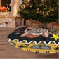 Egypt Christmas Tree Skirt Santa Cat Sleigh Reindeer Christmas Tree and Ancient Hieroglyphic - African Pride