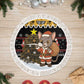 Egypt Christmas Tree Skirt Santa Cat Sleigh Reindeer Christmas Tree and Ancient Hieroglyphic - African Pride