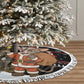 Egypt Christmas Tree Skirt Santa Cat Sleigh Reindeer Christmas Tree and Ancient Hieroglyphic - African Pride