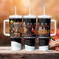 Egypt Christmas Tumbler With Handle Santa Cat Sleigh Reindeer Christmas Tree and Ancient Hieroglyphic - African Pride