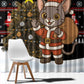 Egypt Christmas Window Curtain Santa Cat Sleigh Reindeer Christmas Tree and Ancient Hieroglyphic - African Pride