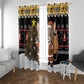 Egypt Christmas Window Curtain Santa Cat Sleigh Reindeer Christmas Tree and Ancient Hieroglyphic - African Pride