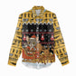 Egypt Christmas Women Casual Shirt Santa Cat Sleigh Reindeer Christmas Tree and Ancient Hieroglyphic - African Pride