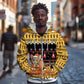 Egypt Christmas Zip Hoodie Santa Cat Sleigh Reindeer Christmas Tree and Ancient Hieroglyphic - African Pride