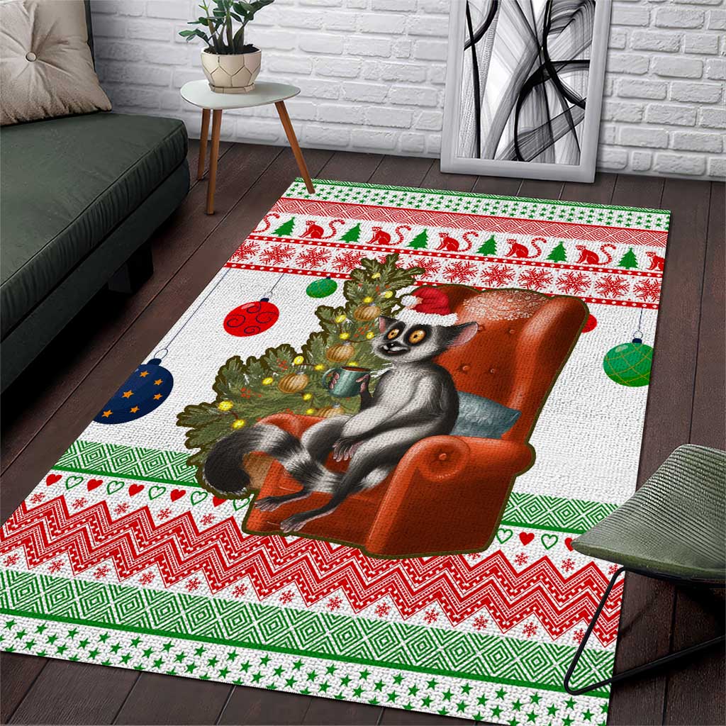 Madagascar Christmas Area Rug Lemur Santa Hat Holiday Tree - African Pride