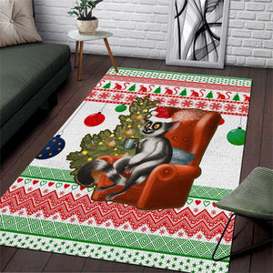 Madagascar Christmas Area Rug Lemur Santa Hat Holiday Tree - African Pride