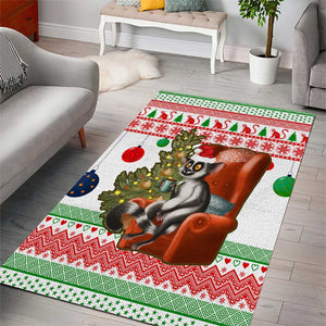 Madagascar Christmas Area Rug Lemur Santa Hat Holiday Tree - African Pride