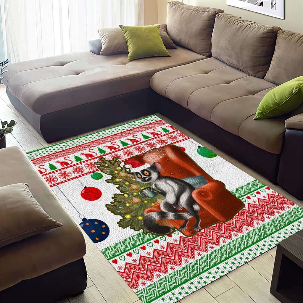 Madagascar Christmas Area Rug Lemur Santa Hat Holiday Tree - African Pride
