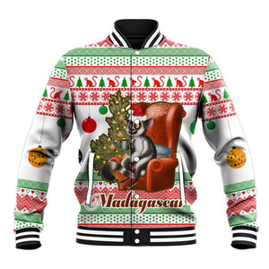Madagascar Christmas Baseball Jacket Lemur Santa Hat Holiday Tree - African Pride