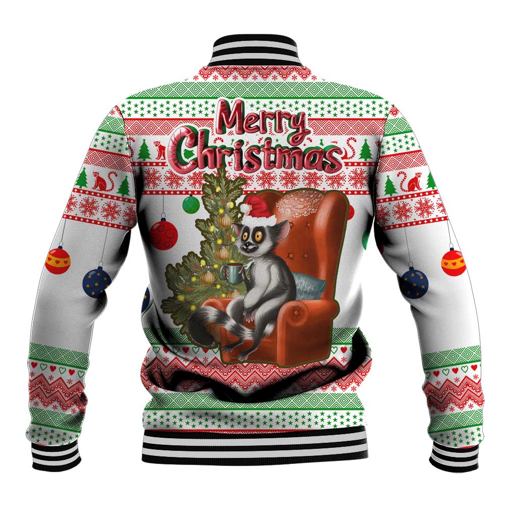 Madagascar Christmas Baseball Jacket Lemur Santa Hat Holiday Tree - African Pride