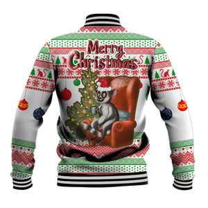 Madagascar Christmas Baseball Jacket Lemur Santa Hat Holiday Tree - African Pride