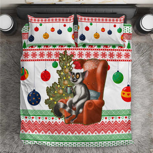 Madagascar Christmas Bedding Set Lemur Santa Hat Holiday Tree - African Pride