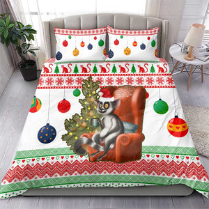 Madagascar Christmas Bedding Set Lemur Santa Hat Holiday Tree - African Pride