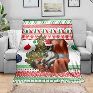 Madagascar Christmas Blanket Lemur Santa Hat Holiday Tree - African Pride