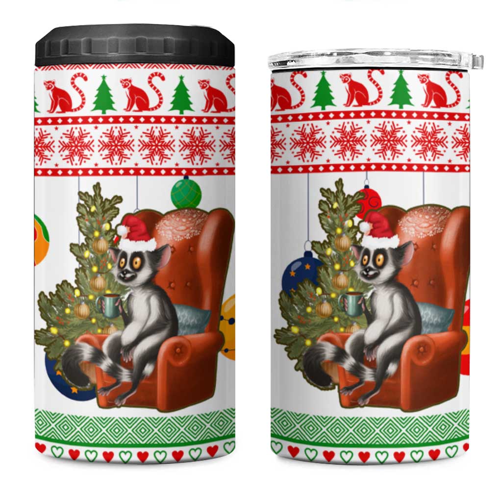 Madagascar Christmas 4 in 1 Can Cooler Tumbler Lemur Santa Hat Holiday Tree - African Pride