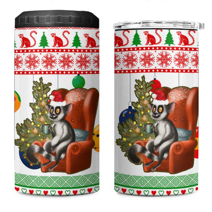 Madagascar Christmas 4 in 1 Can Cooler Tumbler Lemur Santa Hat Holiday Tree - African Pride