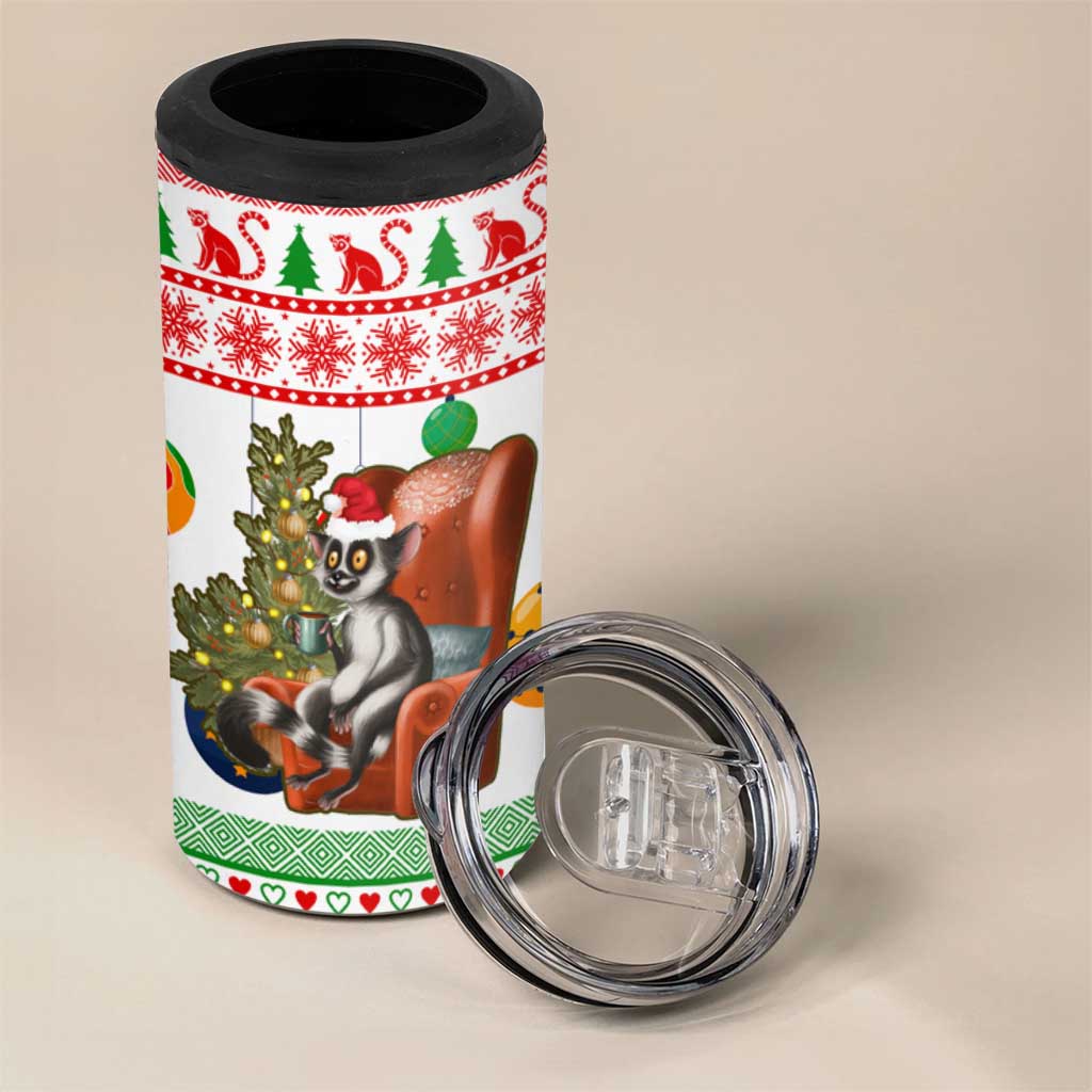 Madagascar Christmas 4 in 1 Can Cooler Tumbler Lemur Santa Hat Holiday Tree - African Pride