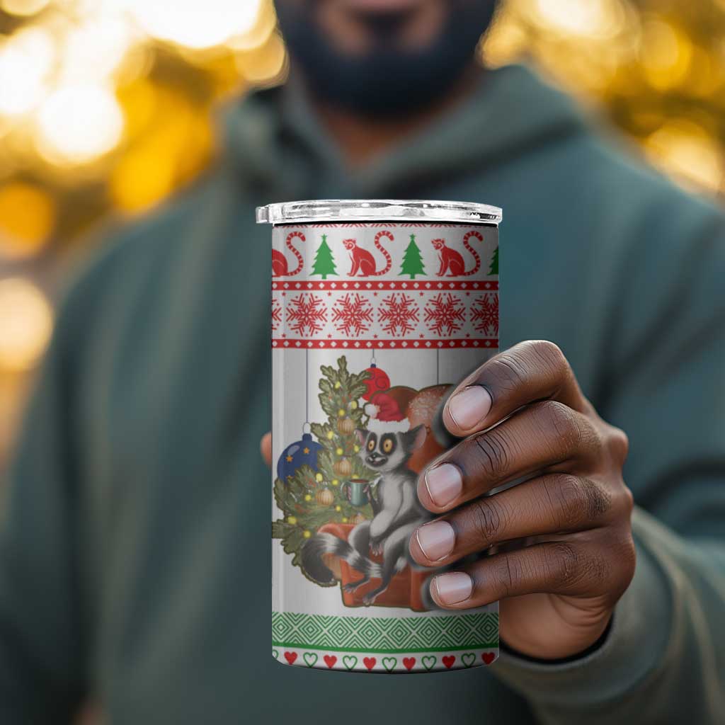 Madagascar Christmas 4 in 1 Can Cooler Tumbler Lemur Santa Hat Holiday Tree - African Pride